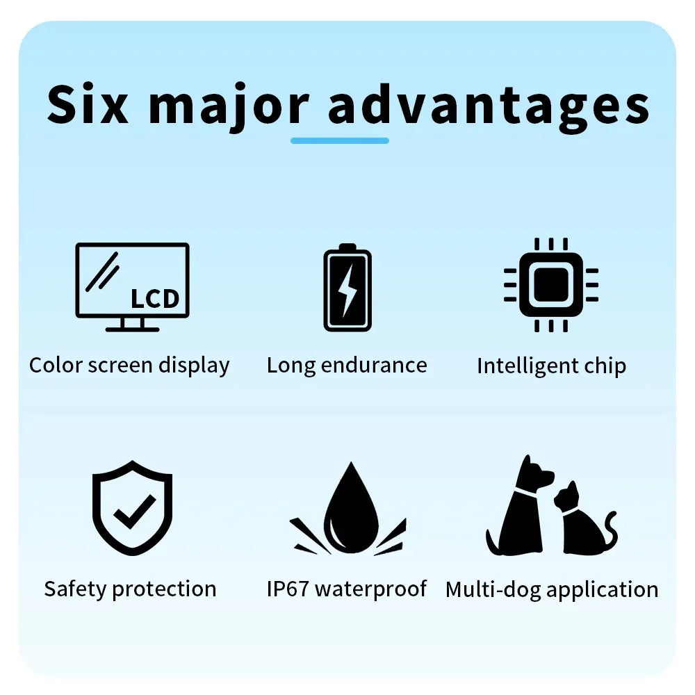 Smart Automatic Anti Barking Dog Collar Rechargeable Bark Stopper Stop Barking HD Digital Display IP67 Waterproof Collar For Dogs Pet Products