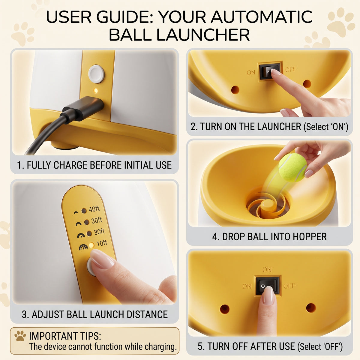Smart Interactive Automatic Ball Launcher for Dogs | Indoor & Outdoor Tennis Ball Thrower
