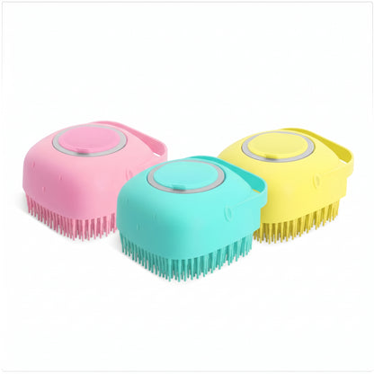 2-in-1 Silicone Pet Bath Brush & Calming Shampoo Massager for Dogs & Cats