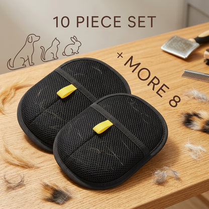 Upgraded All-Coat De-Shedding & Grooming Gloves for Dogs, Cats & Rabbits