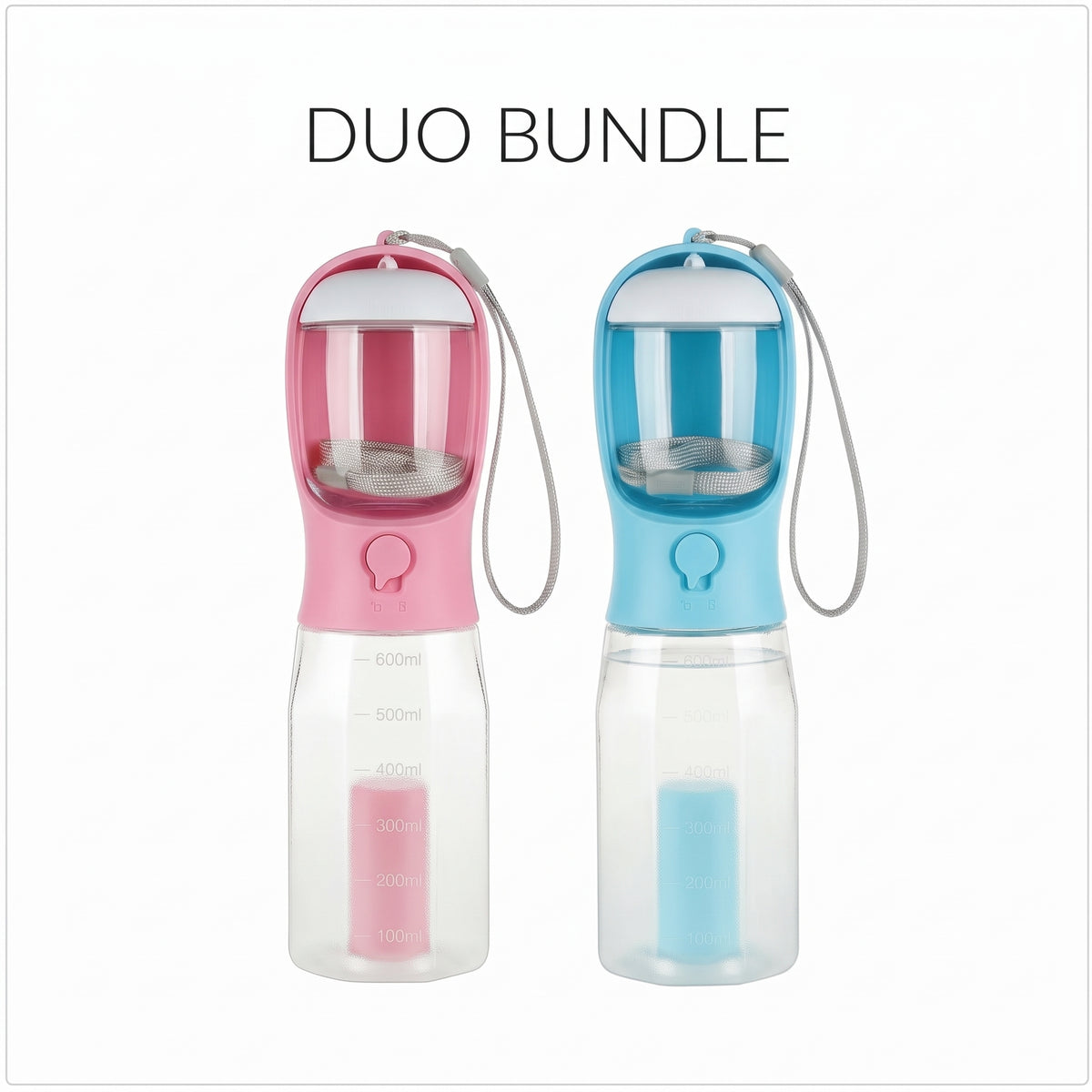 The 3-in-1 Pet Walking Bottle | Filtered Drinker, Treat Pod & Poo Bag Dispenser (600ml)