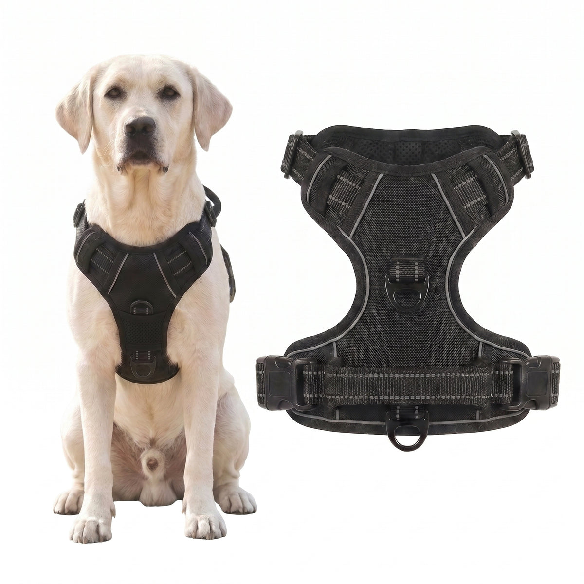 Anti-Pull Breathable Mesh Dog Harness – Reflective Safety Vest for Daily Walks