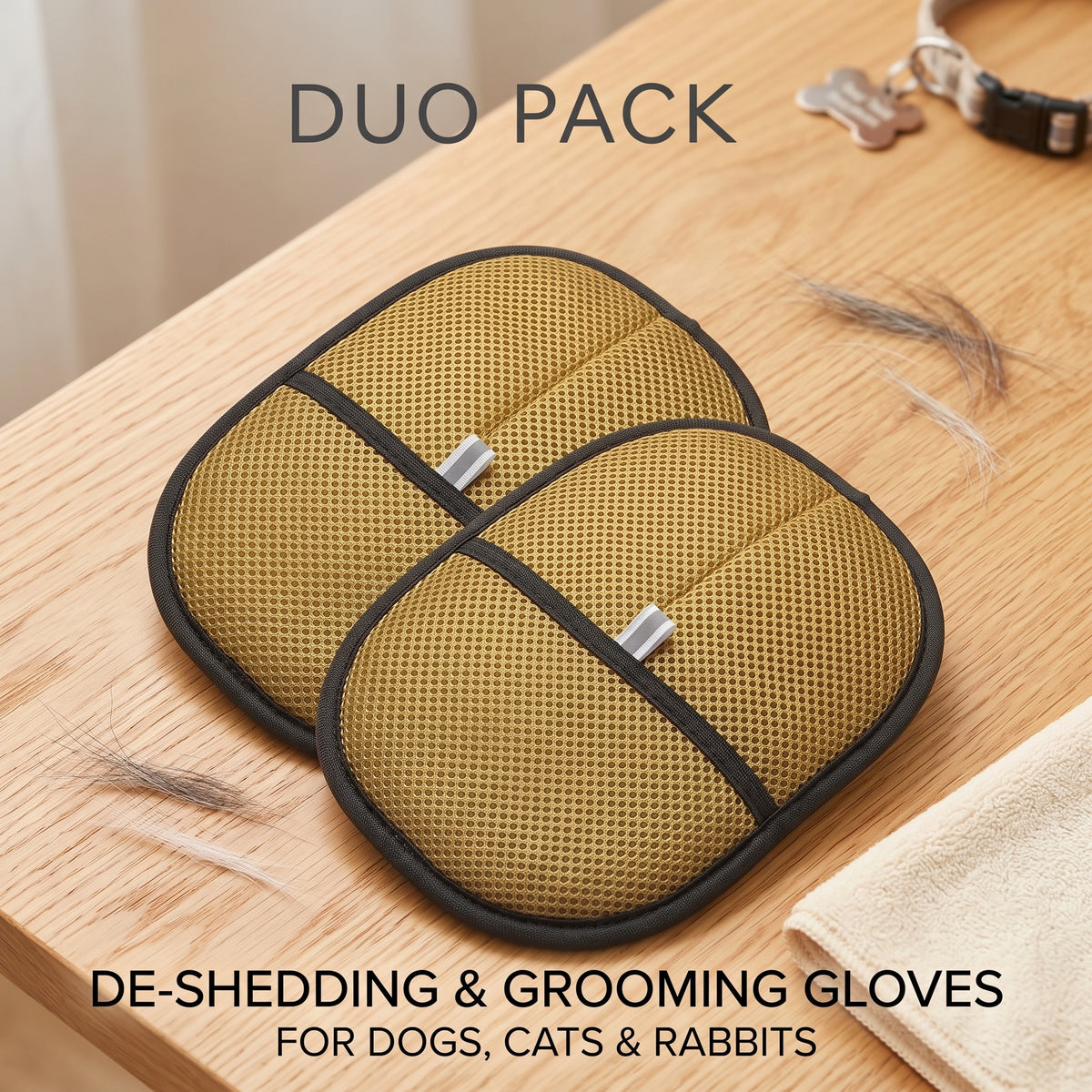 Upgraded All-Coat De-Shedding & Grooming Gloves for Dogs, Cats & Rabbits