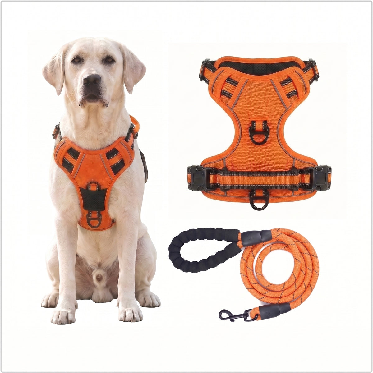 Anti-Pull Breathable Mesh Dog Harness – Reflective Safety Vest for Daily Walks