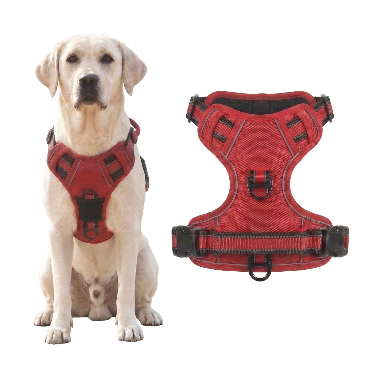 Anti-Pull Breathable Mesh Dog Harness – Reflective Safety Vest for Daily Walks