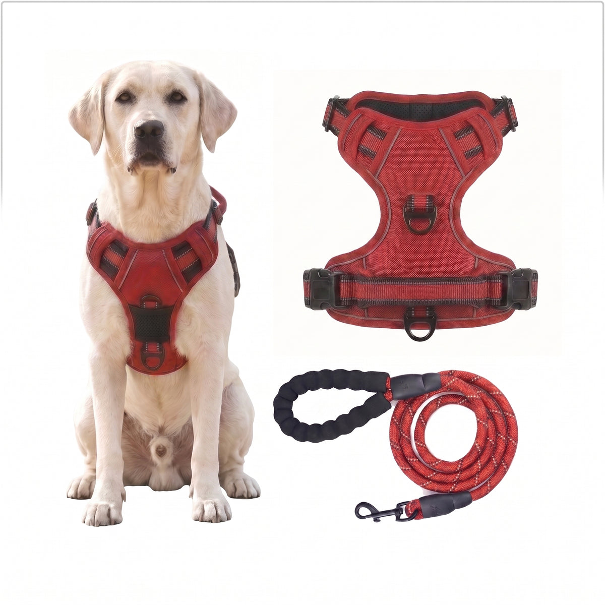 Anti-Pull Breathable Mesh Dog Harness – Reflective Safety Vest for Daily Walks