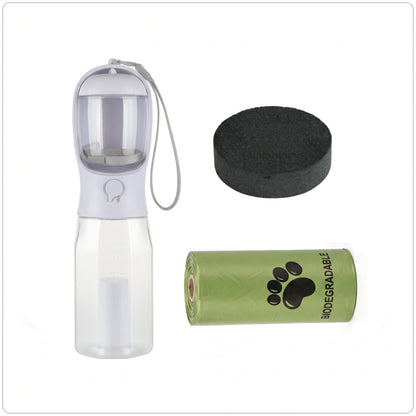 The 3-in-1 Pet Walking Bottle | Filtered Drinker, Treat Pod & Poo Bag Dispenser (600ml)