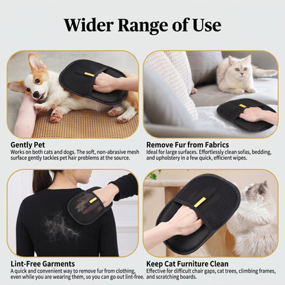 Upgraded All-Coat De-Shedding & Grooming Gloves for Dogs, Cats & Rabbits