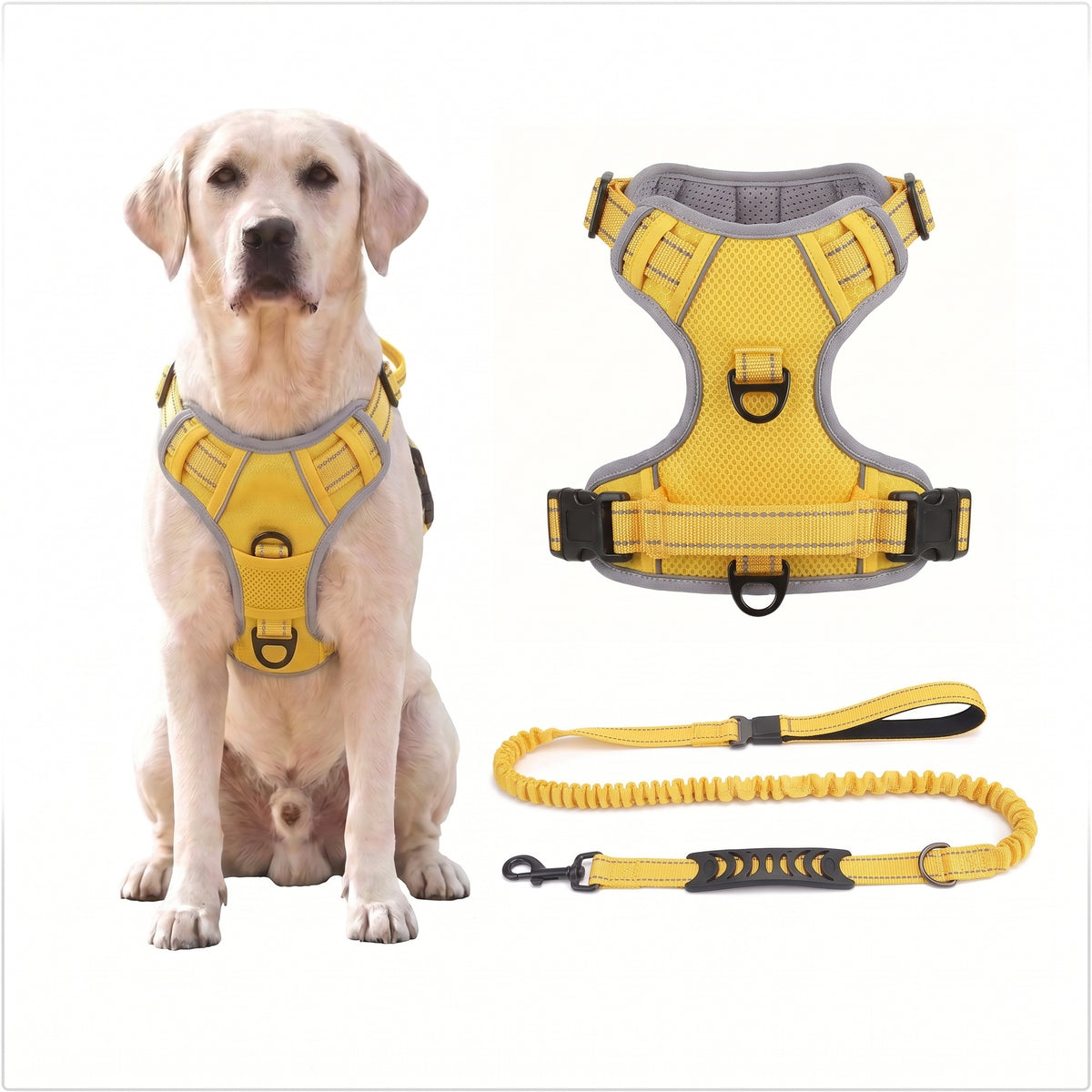 Anti-Pull Breathable Mesh Dog Harness – Reflective Safety Vest for Daily Walks